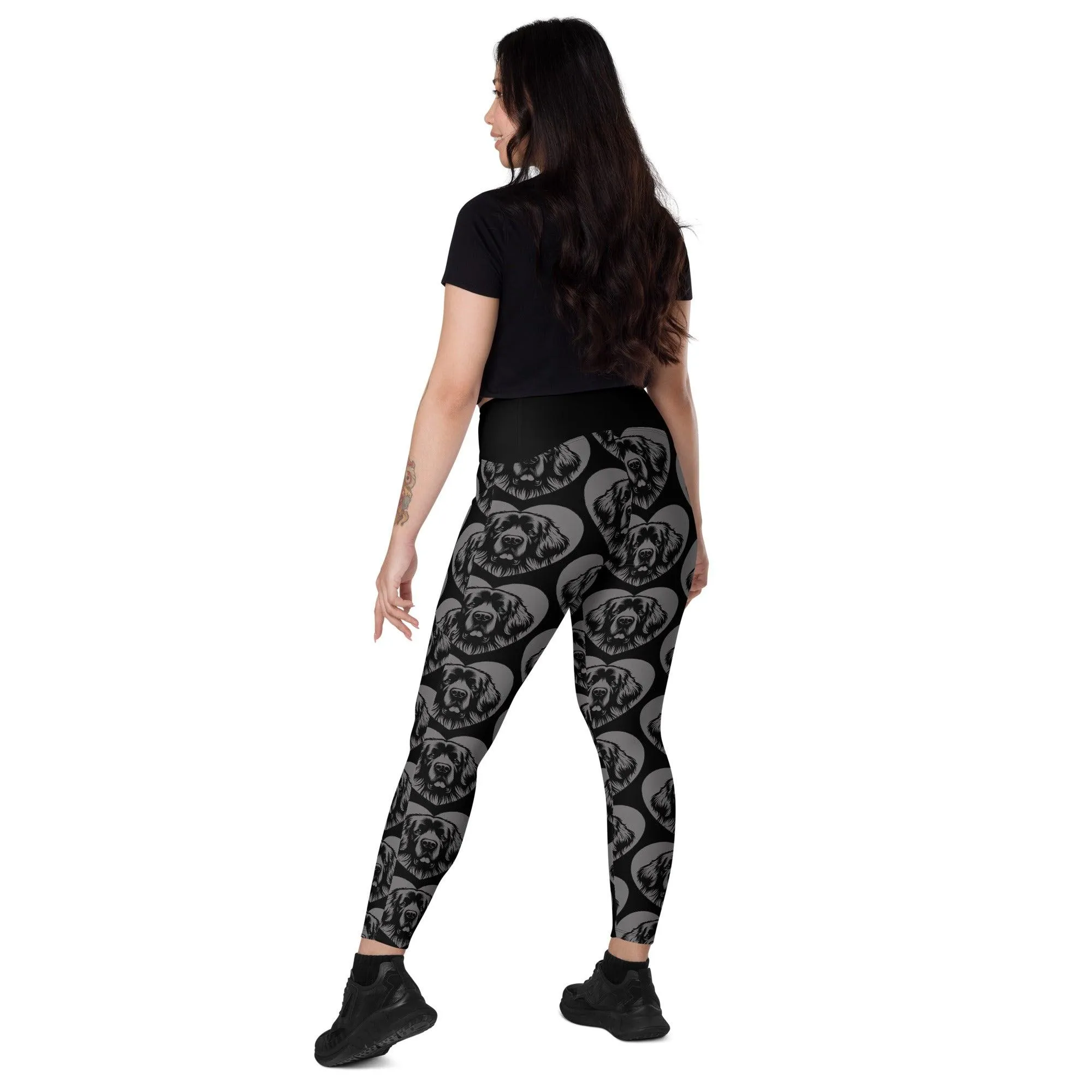 DOG BREED LEGGINGS with pockets - LEONBERGER - HERTTAHOUND - grey