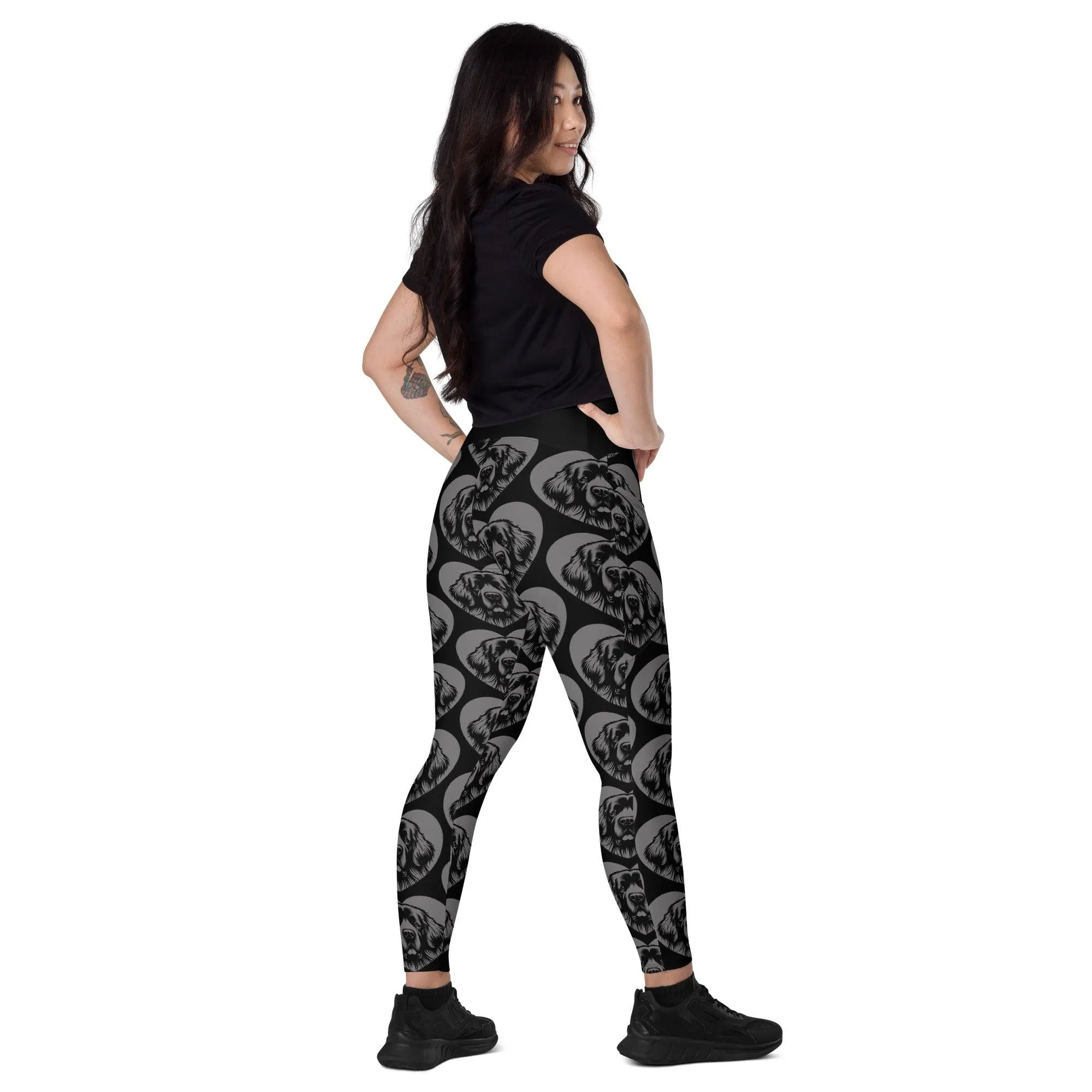 DOG BREED LEGGINGS with pockets - LEONBERGER - HERTTAHOUND - grey