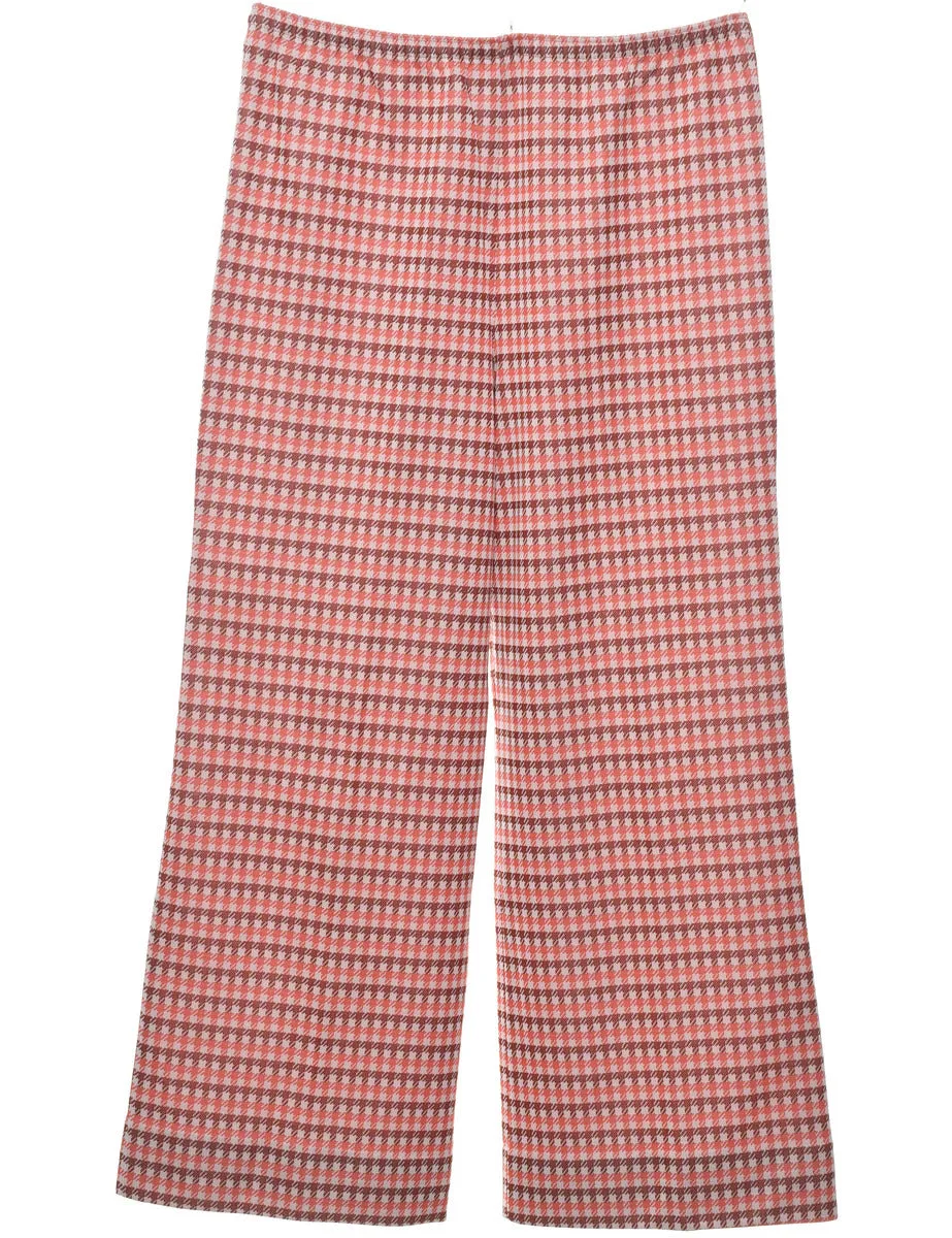 Dogtooth Peach & Maroon 1970s  Trousers - W32 L27