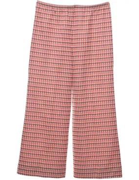 Dogtooth Peach & Maroon 1970s  Trousers - W32 L27