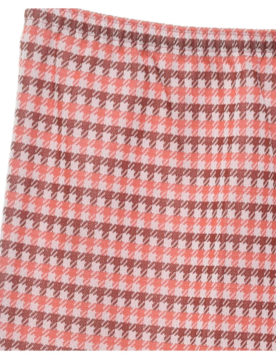 Dogtooth Peach & Maroon 1970s  Trousers - W32 L27