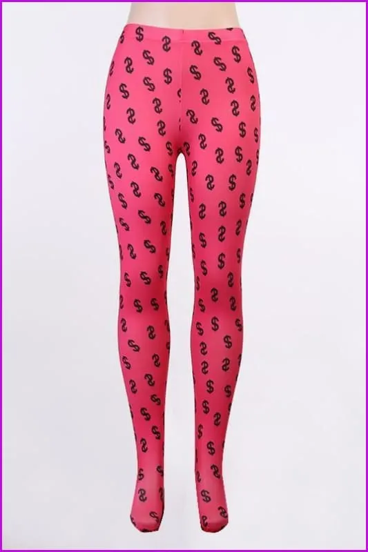 Dollar Print Leggings Woman Pants Joggers F1346