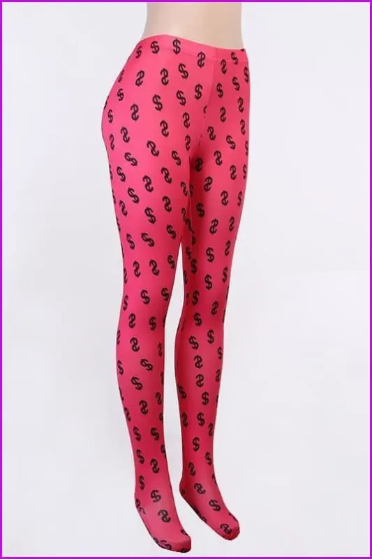 Dollar Print Leggings Woman Pants Joggers F1346