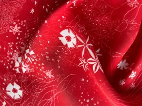 Drapey Cherry Spark Wildflowers Silk Crepe (Made in Italy)