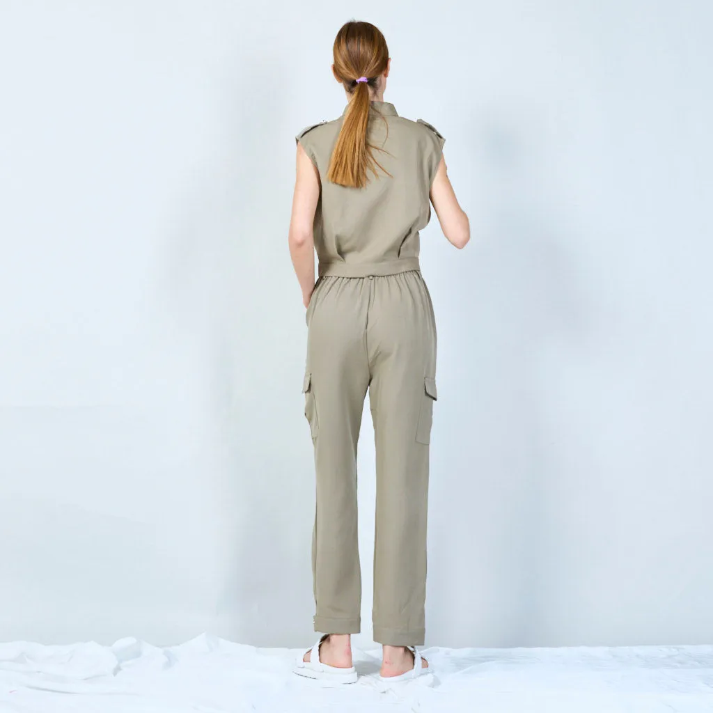 Elegant vest and trouser set with utility pockets wholesale