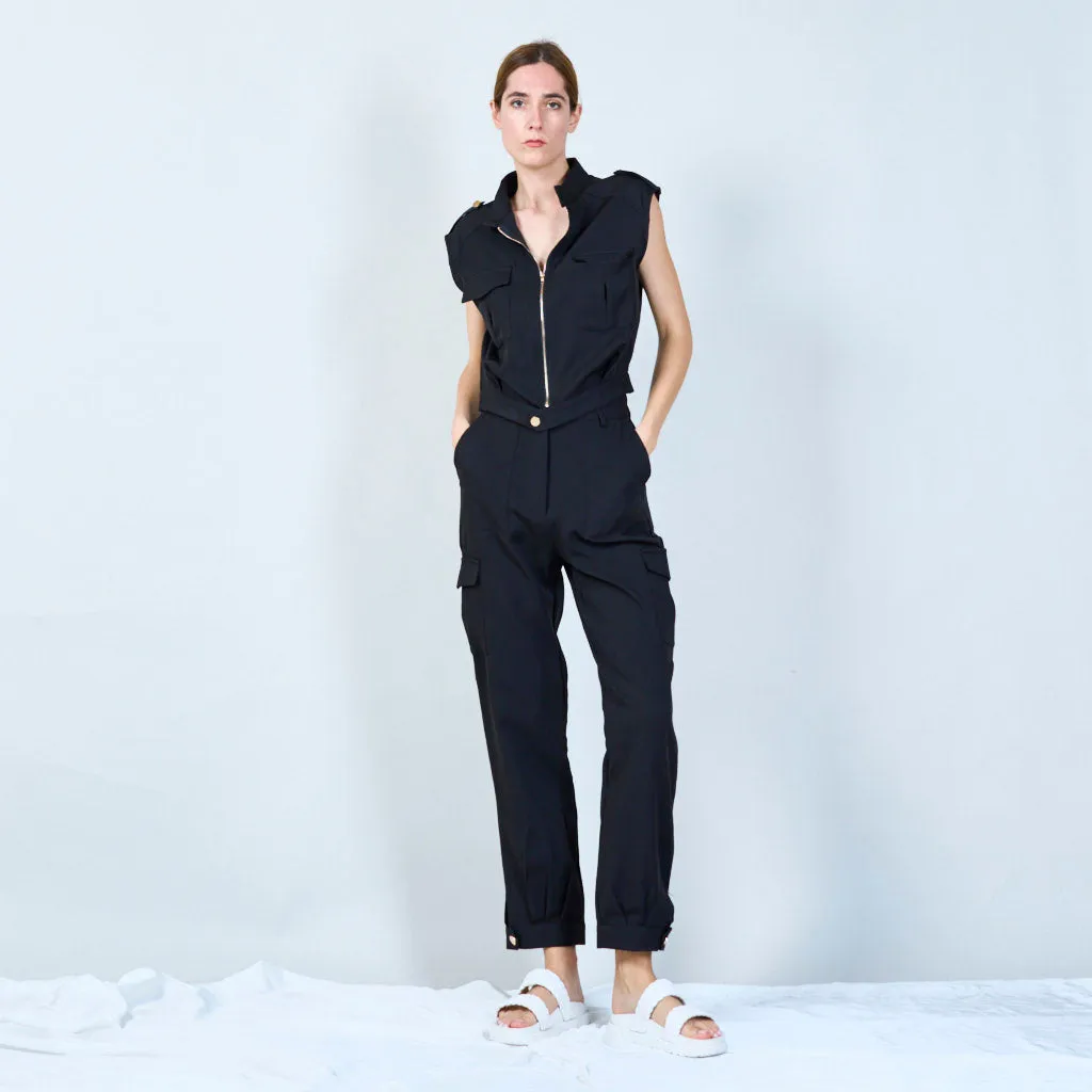 Elegant vest and trouser set with utility pockets wholesale