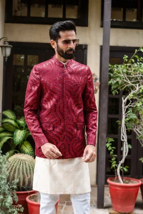 ER 2092 Maroon Groom Prince COat wedding