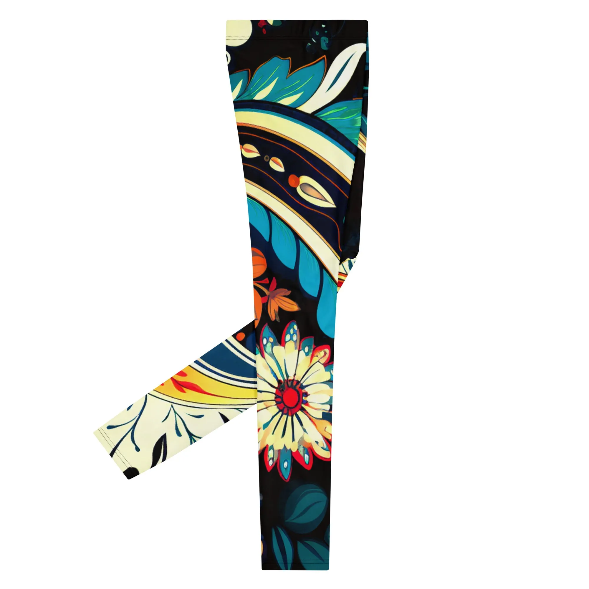 Floral Midnight Men’s Leggings – Elegant, Artistic, and Bold