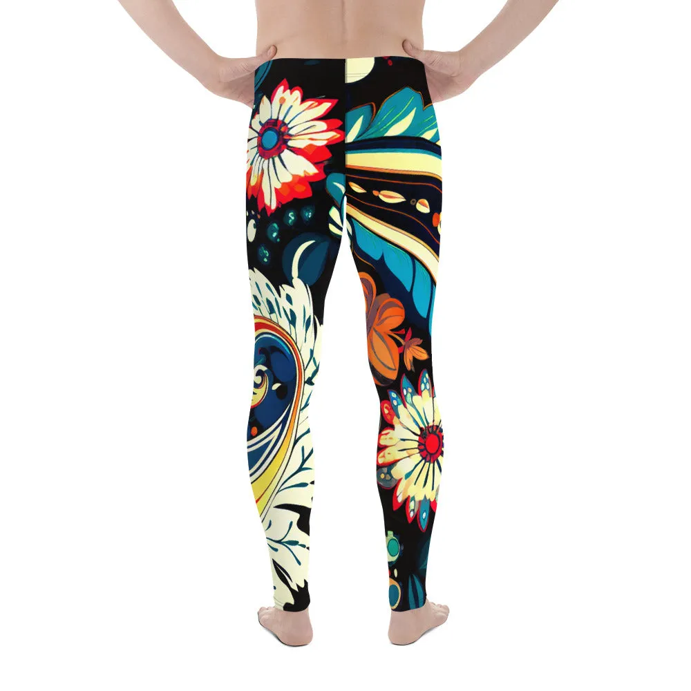 Floral Midnight Men’s Leggings – Elegant, Artistic, and Bold