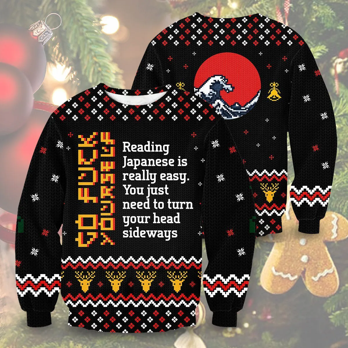 Giftngon - Learn Japanese Christmas Unisex Wool Sweater For Kids