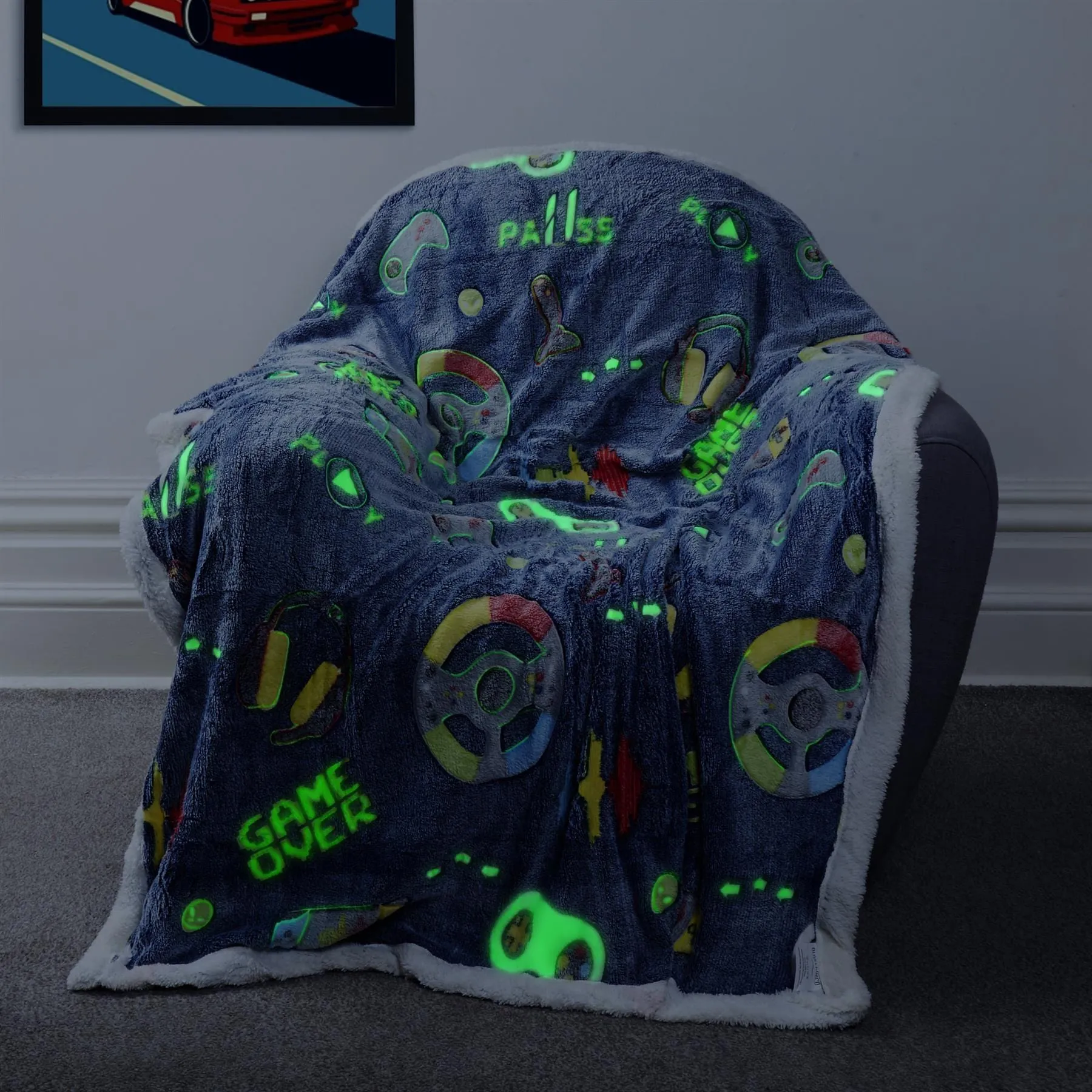 Glow In The Dark Teddy Fleece Duvet Set for Kids Warm Cosy Bedding Perfect for Winter by OLIVIA ROCCO