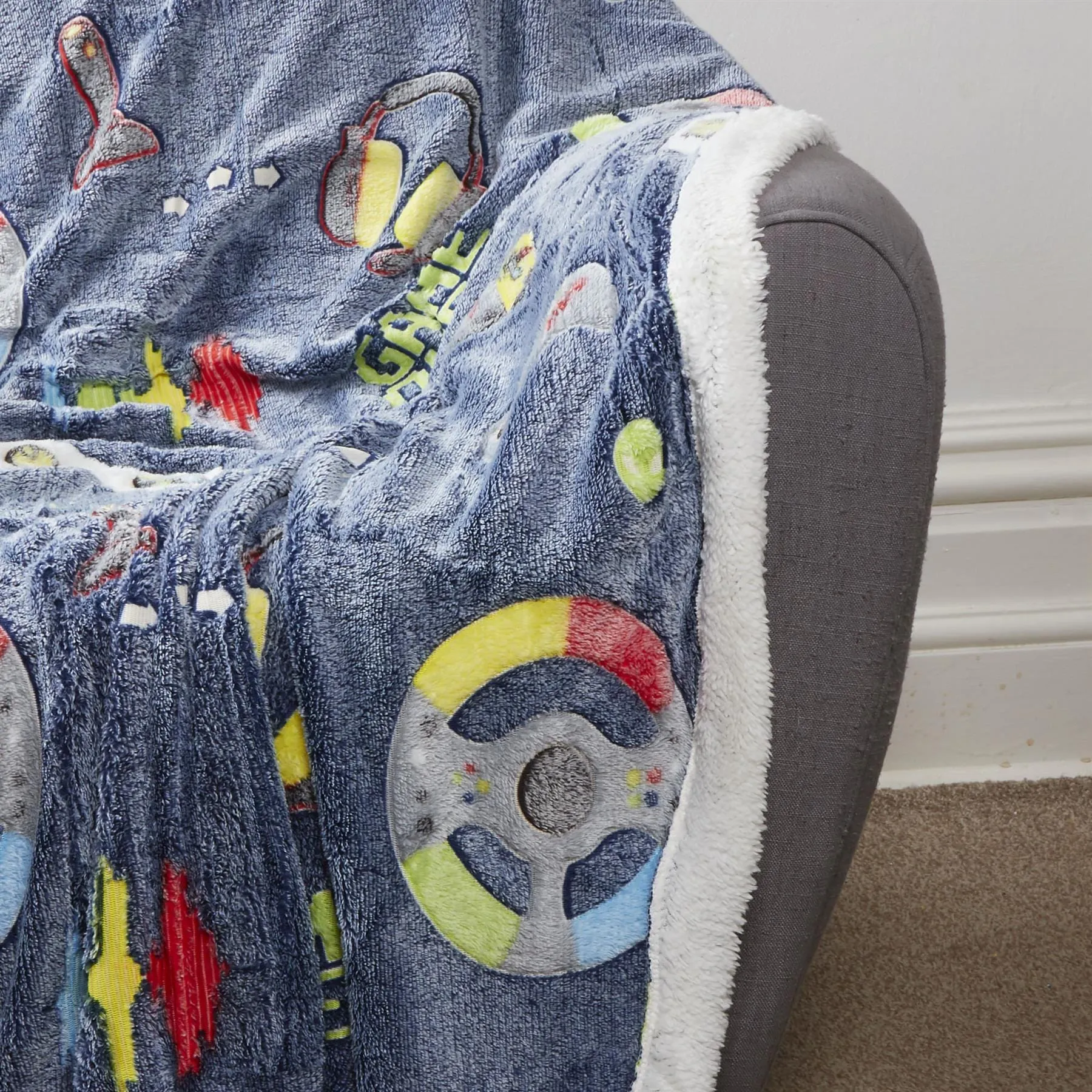 Glow In The Dark Teddy Fleece Duvet Set for Kids Warm Cosy Bedding Perfect for Winter by OLIVIA ROCCO