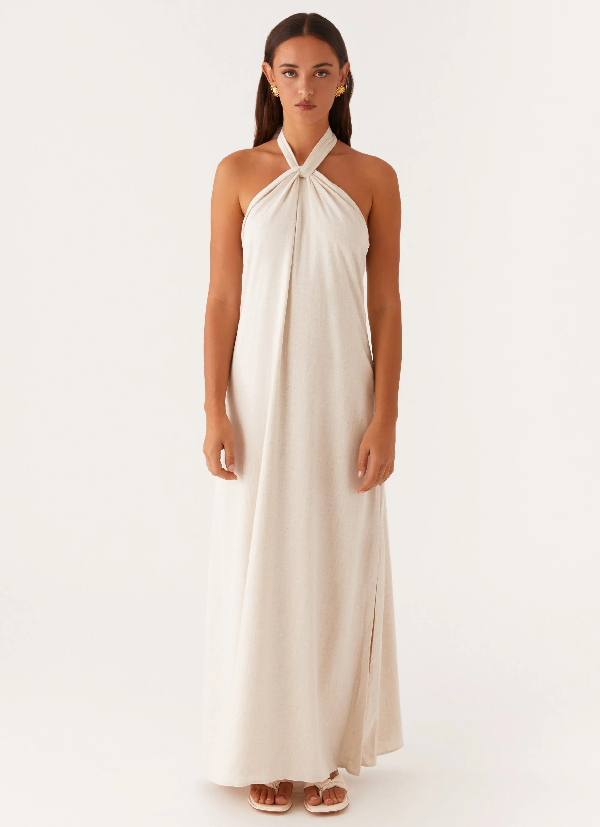 Golden Child Linen Maxi Dress - Oatmeal