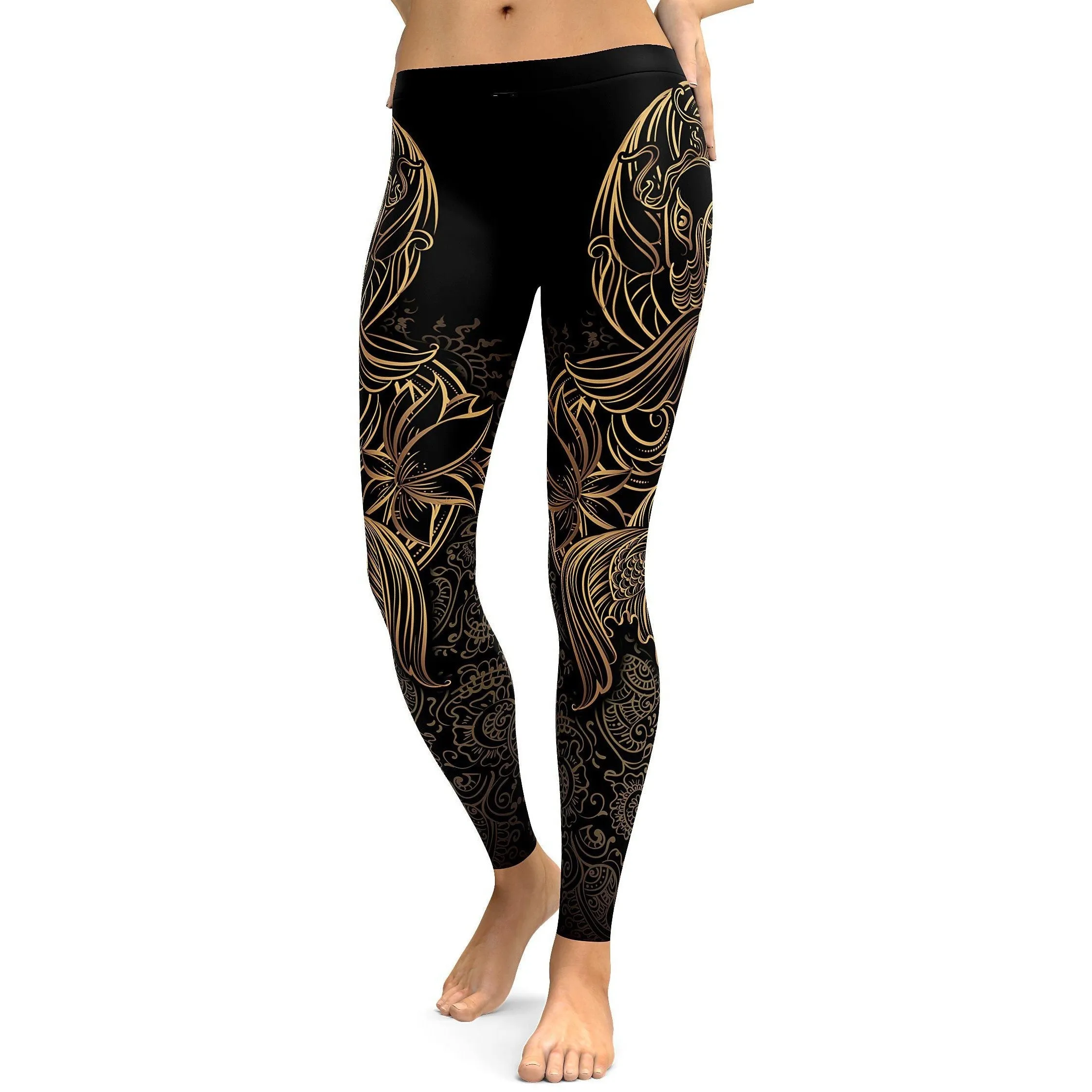 Golden Oriental Koi Fish Leggings