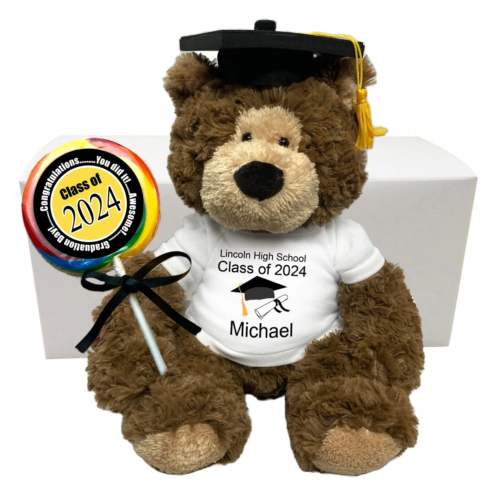 Graduation Teddy Bear Personalized Gift Set - 14" Bear Hugs