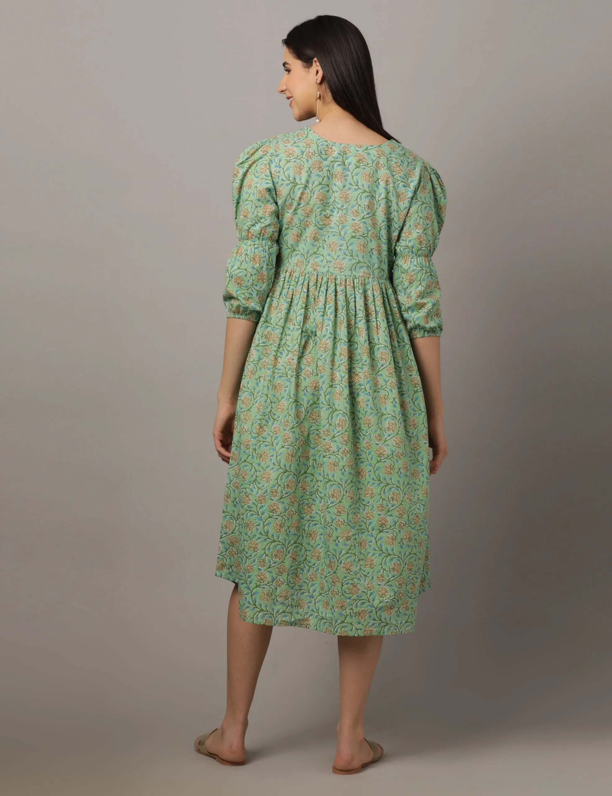 Green Blossoming Cotton Maxi