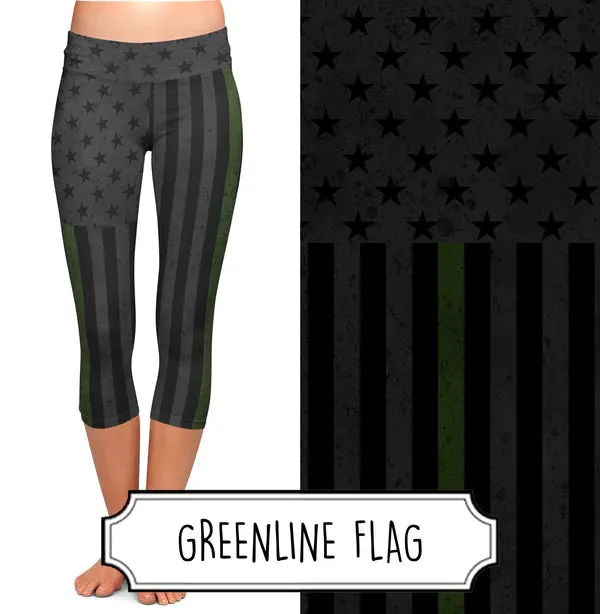 Green Line Flag Capris