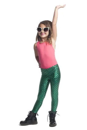 Green Mermaid Kids Leggings