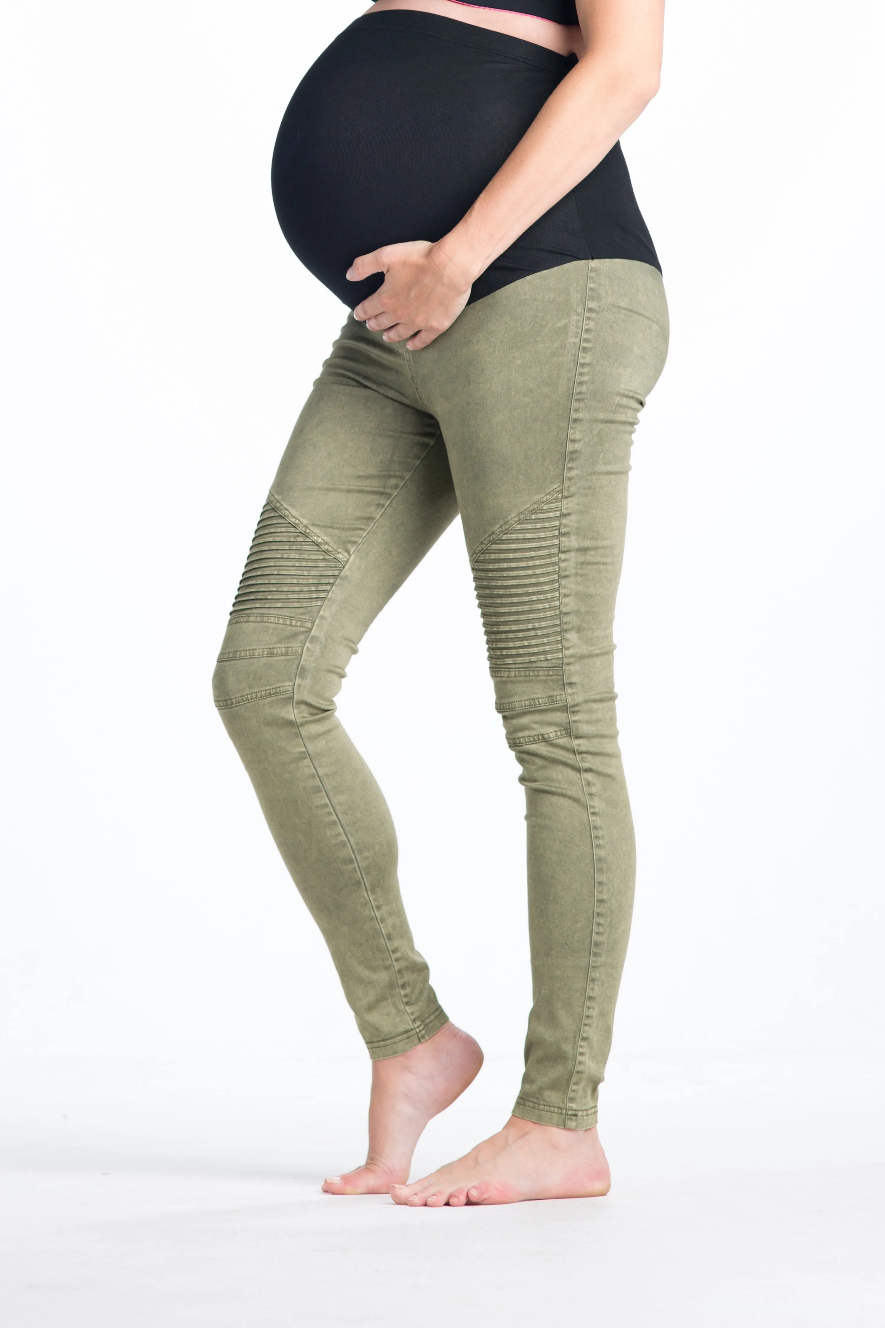 Green with Envy Moto Maternity Leggings