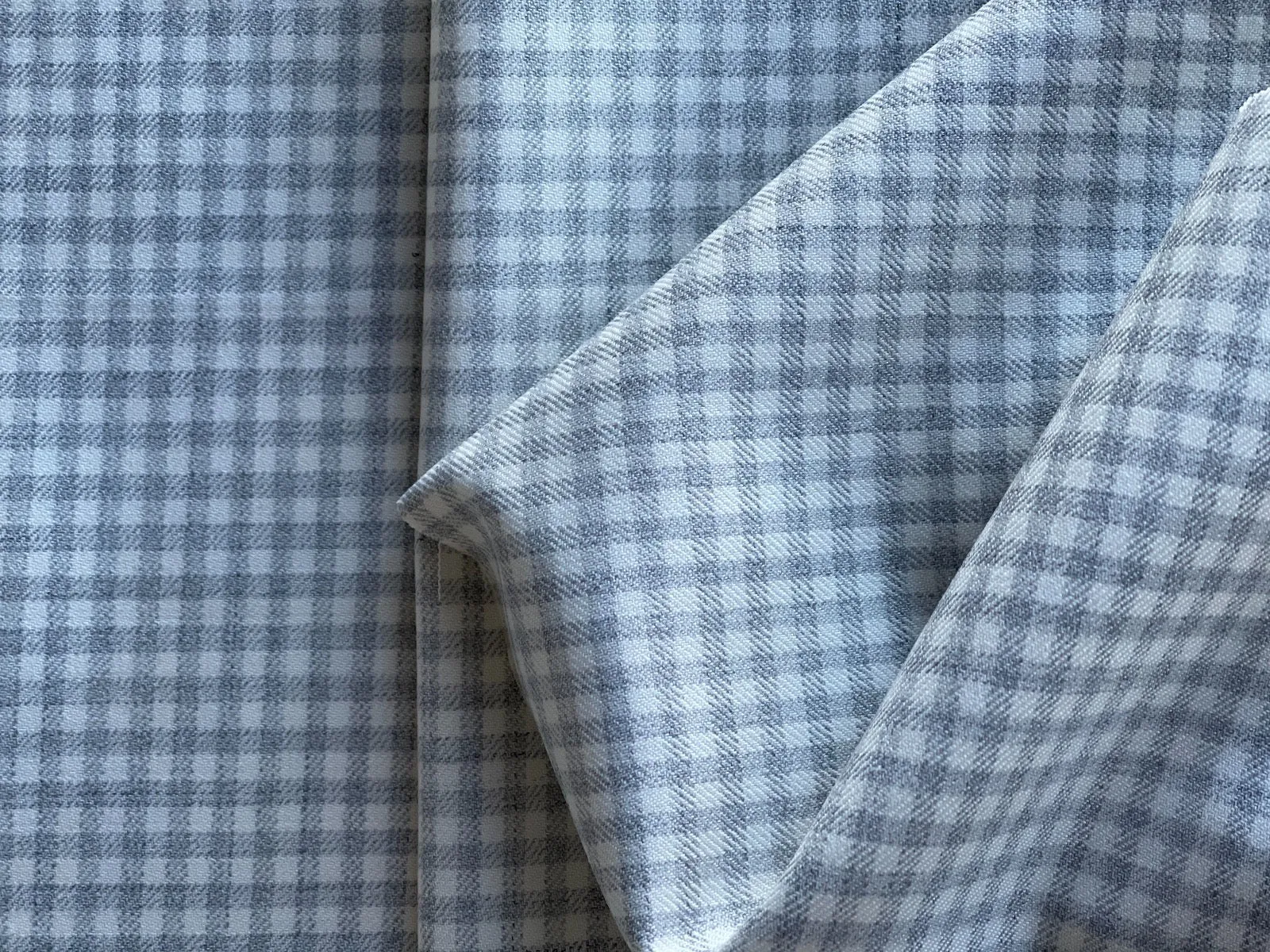 Heathered Light Grey & Winter White Checked Wool Blend