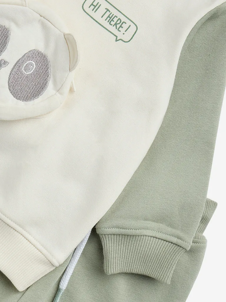 HOP Baby Sage Animal Design Sweatshirt with Joggers Set