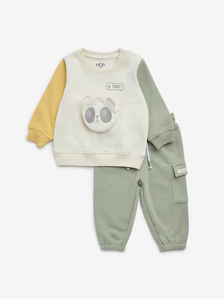 HOP Baby Sage Animal Design Sweatshirt with Joggers Set