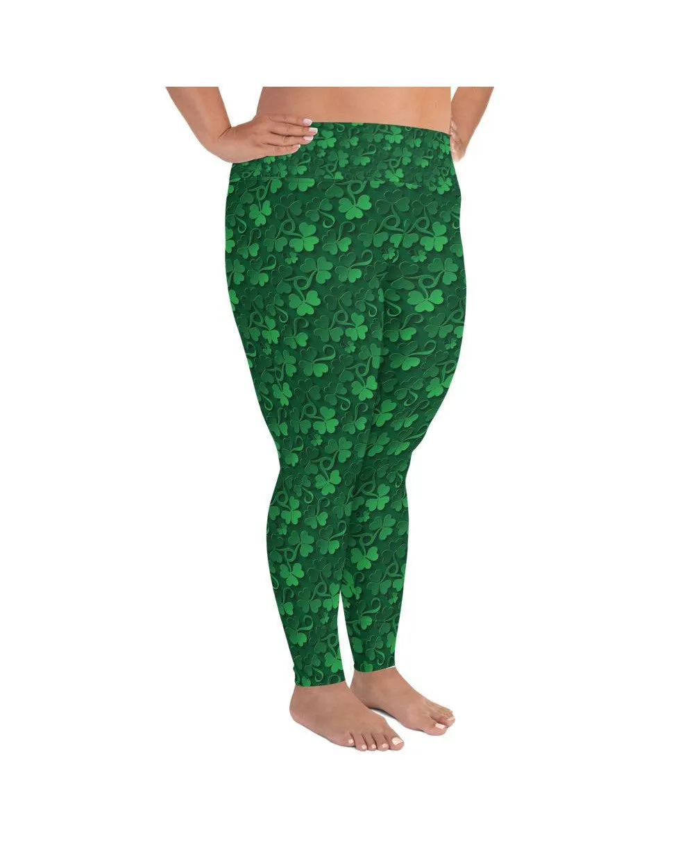 Irish 3D Shamrocks Plus Size Leggings