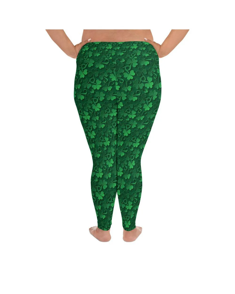 Irish 3D Shamrocks Plus Size Leggings