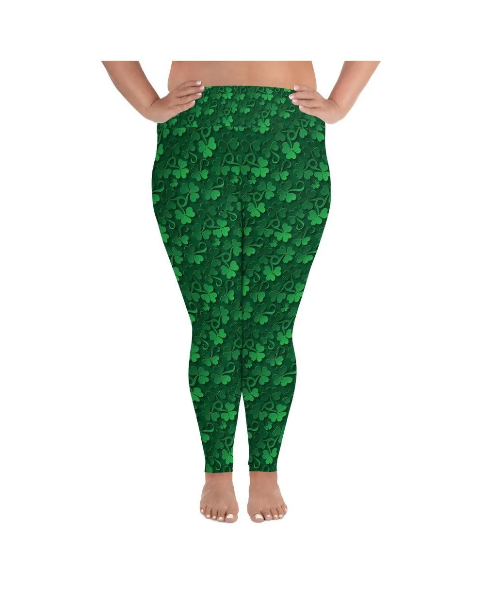 Irish 3D Shamrocks Plus Size Leggings