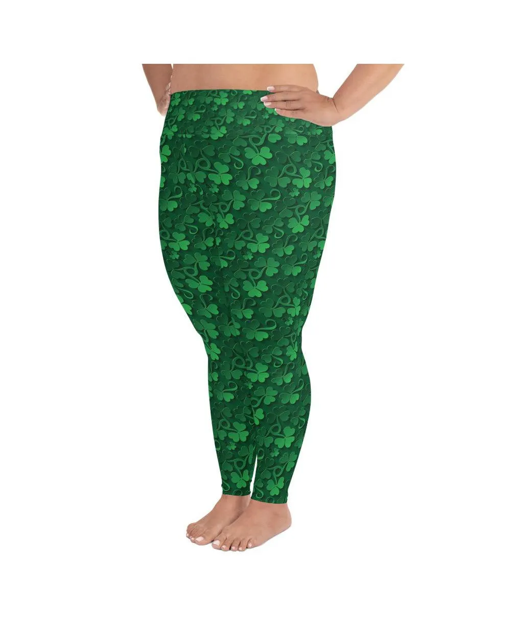 Irish 3D Shamrocks Plus Size Leggings