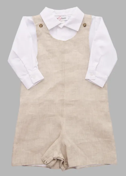 Jack and Teddy Khaki Linen Shortall