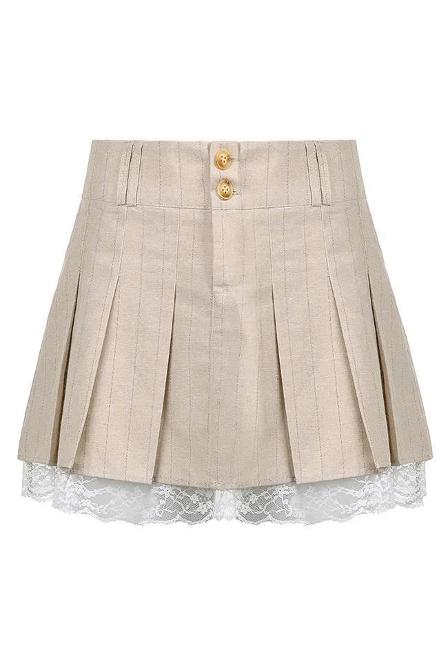 Joskaa Cotton Linen Pleated Mini Skirt