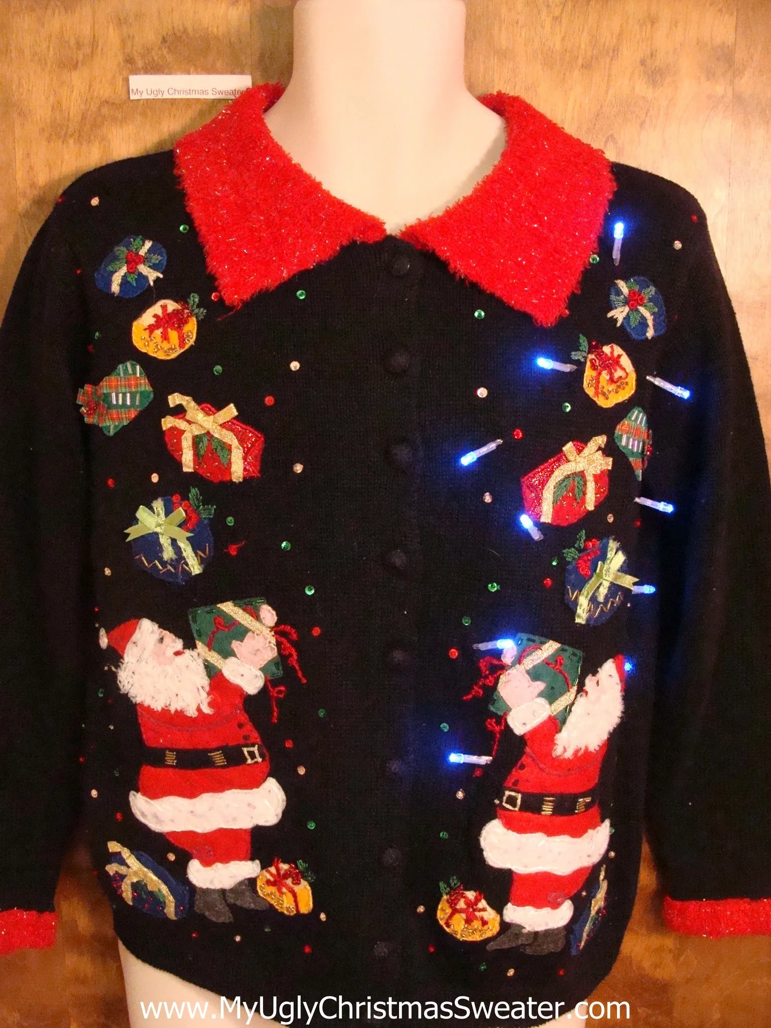 Juggling Santa 2sided Light Up Ugly Xmas Sweater