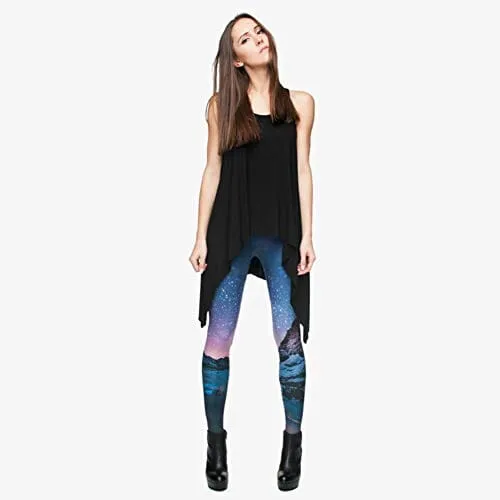 Kanora Starry Sky Seamless Workout Leggings - Women’s 3D Printed Yoga Leggings, Tummy Control Running Pants (Starry Sky, One Size)