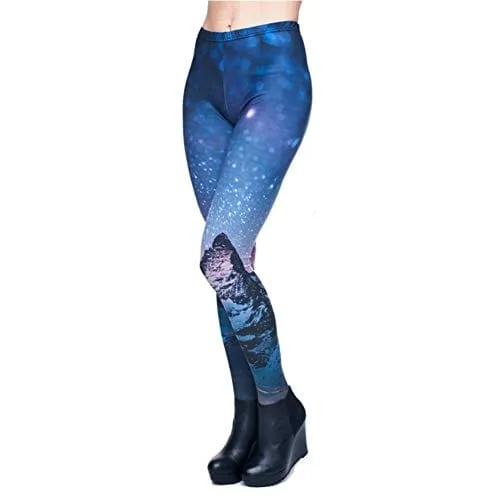 Kanora Starry Sky Seamless Workout Leggings - Women’s 3D Printed Yoga Leggings, Tummy Control Running Pants (Starry Sky, One Size)