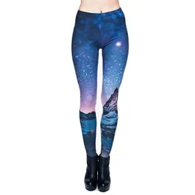 Kanora Starry Sky Seamless Workout Leggings - Women’s 3D Printed Yoga Leggings, Tummy Control Running Pants (Starry Sky, One Size)