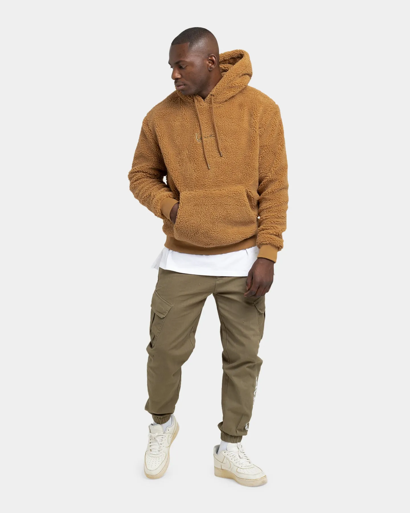 Karl Kani Small Signature Teddy Hoodie Sand