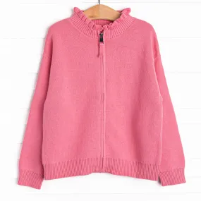 Knitted Ruffle Sweater, Hot Pink