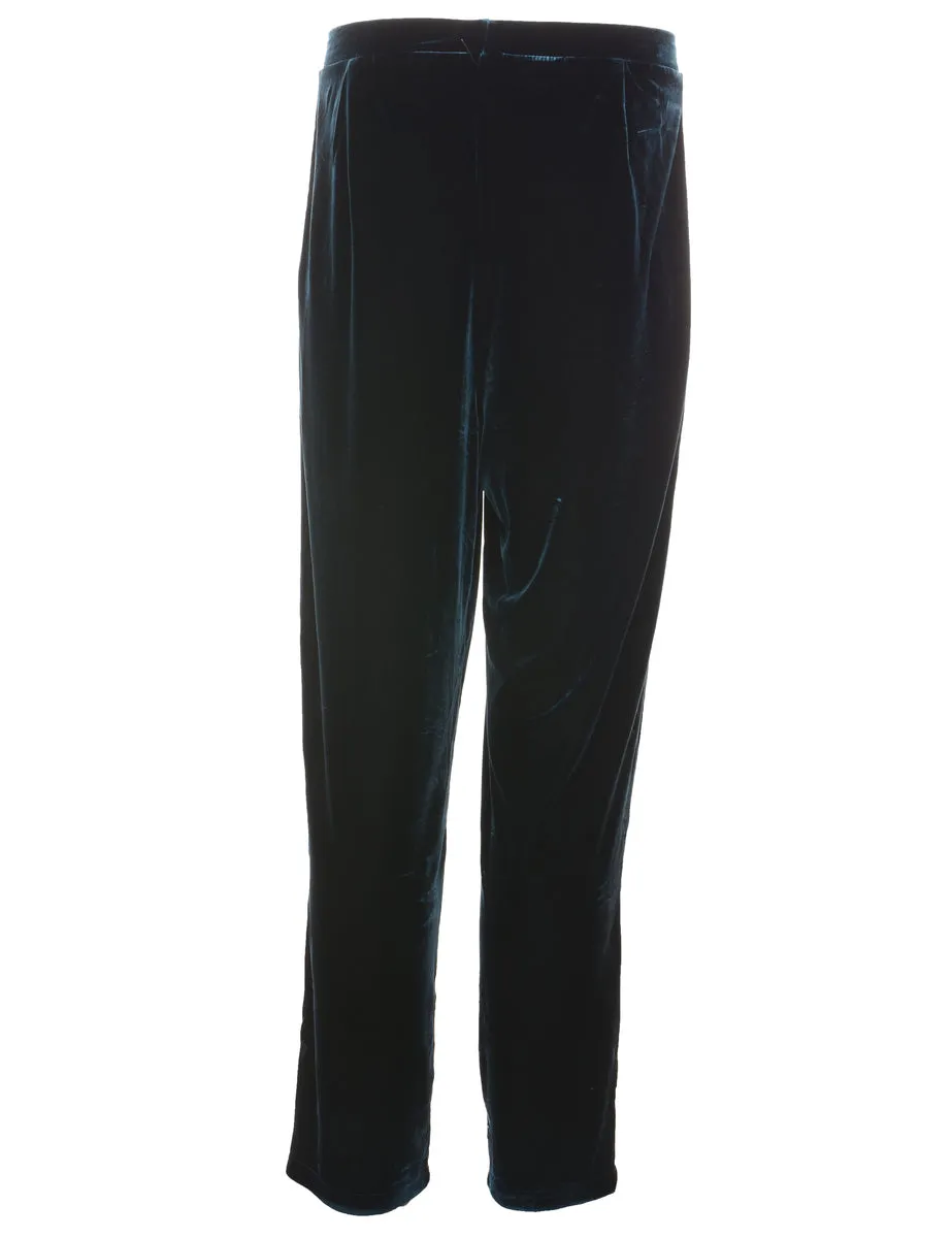 Koret Dark Green Elasticated Waist Velvet Trousers - W28 L29