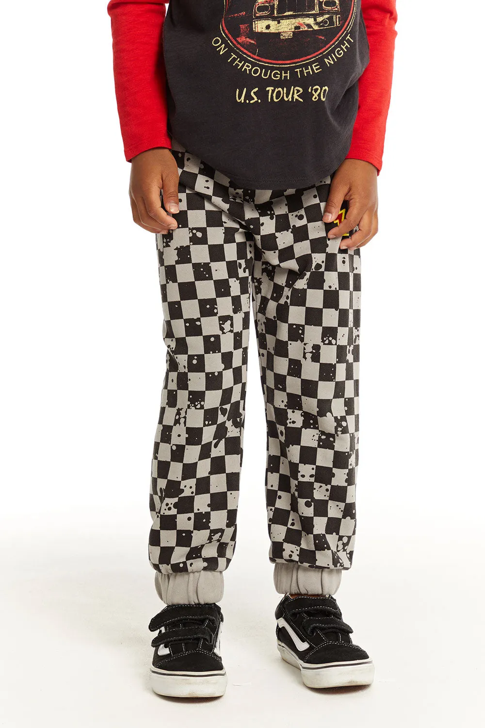 Lightning Splatter Checker Joggers