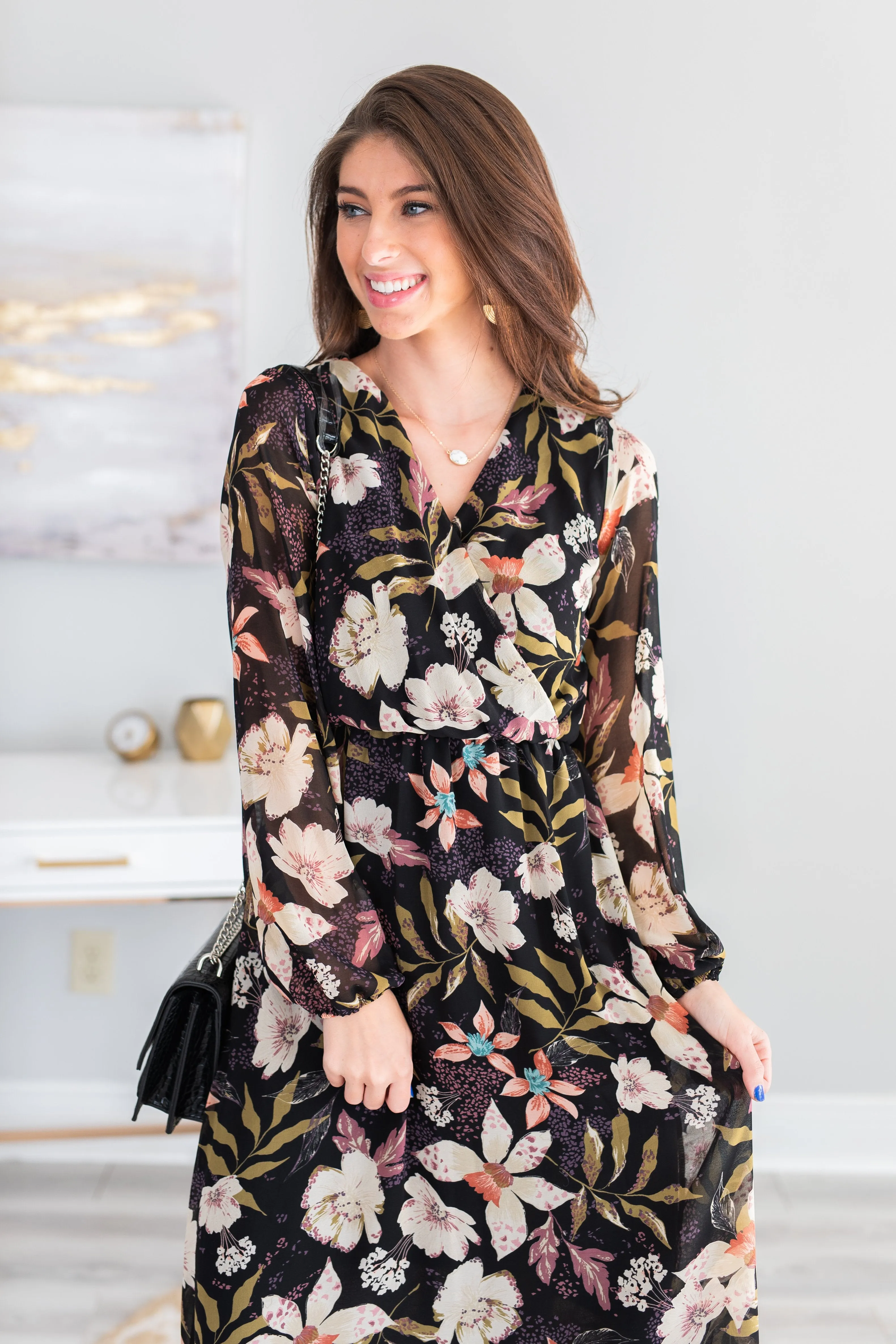 Looking For Fun Black Floral Maxi Dress