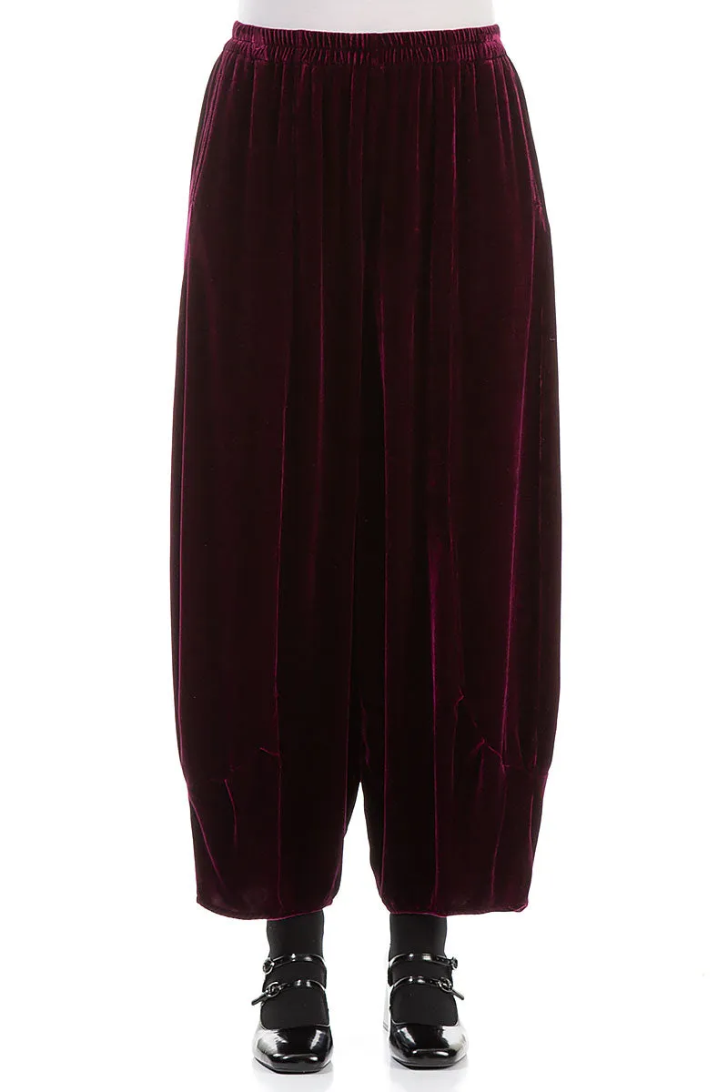 Loose Magenta Silk Velvet Trousers