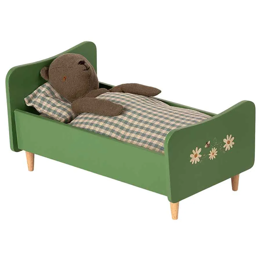 Maileg Teddy Dad Dusty Green Wooden Bed