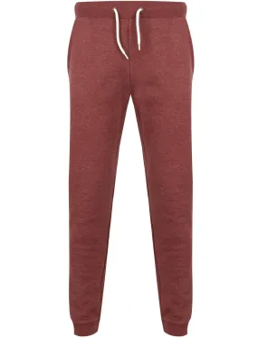 Mast Brush Back Fleece Cuffed Joggers In Bordeaux Marl - South Shore