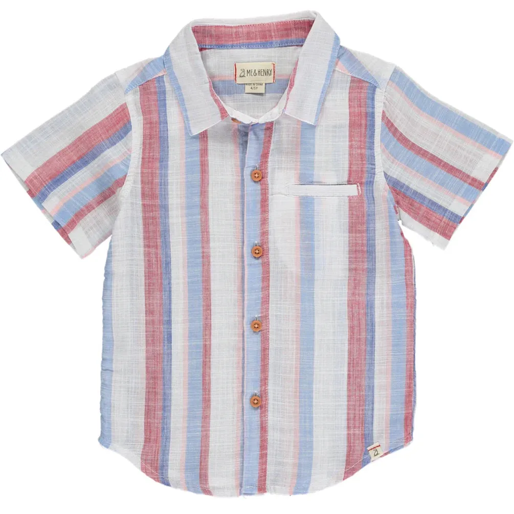 Maui Red/White/Blue Stripe Woven Shirt