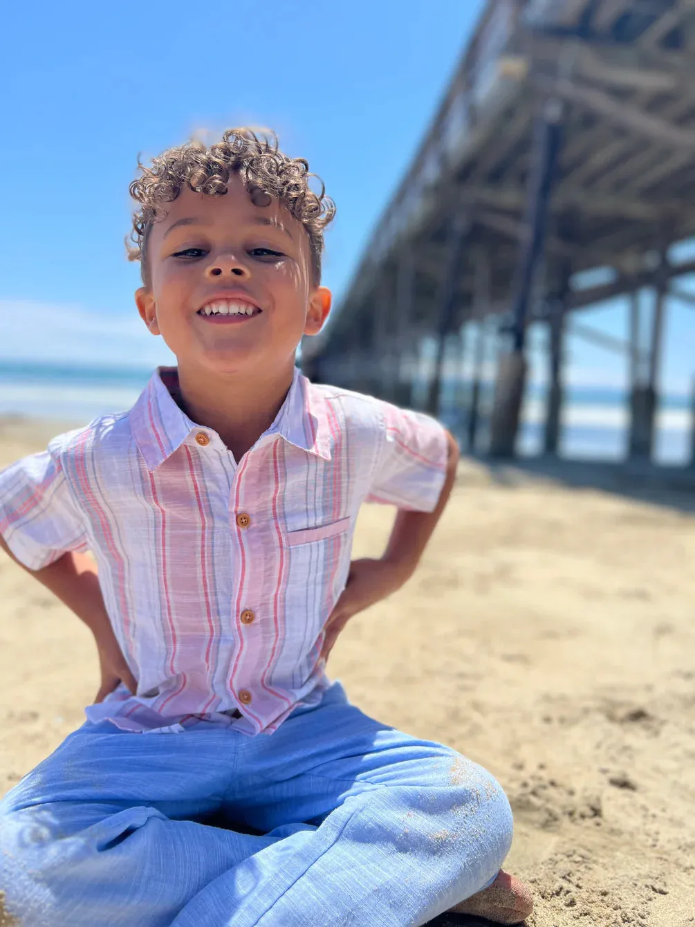 Maui Red/White/Blue Stripe Woven Shirt