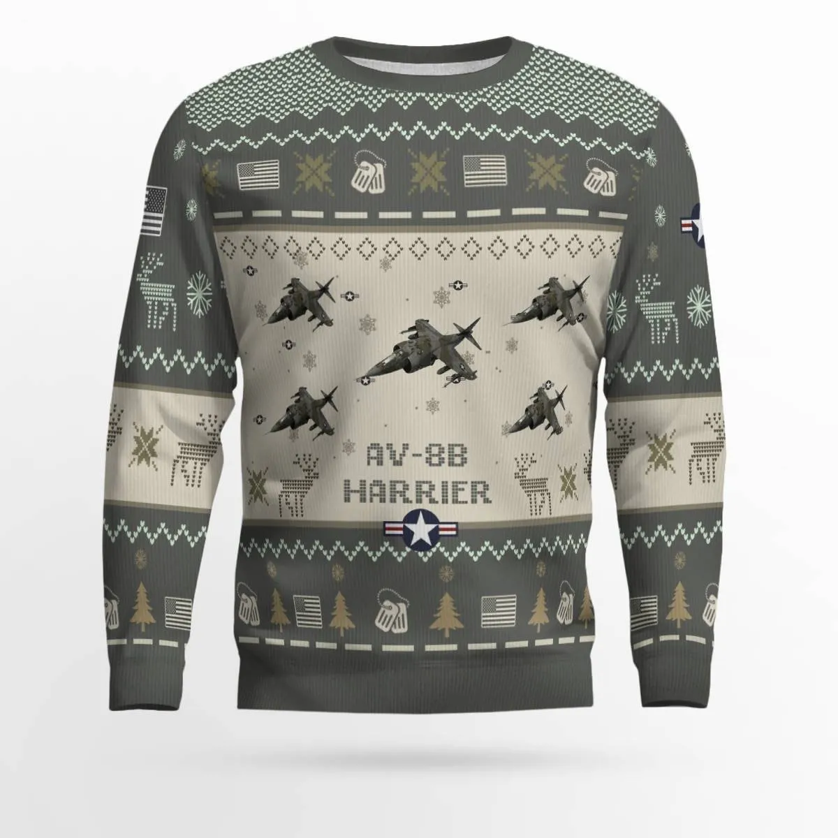 McDonnell Douglas AV-8B Harrier II AV8B_Aircraft Ugly Sweater, Ugly Sweater Christmas Shirt for Men Dad Veteran