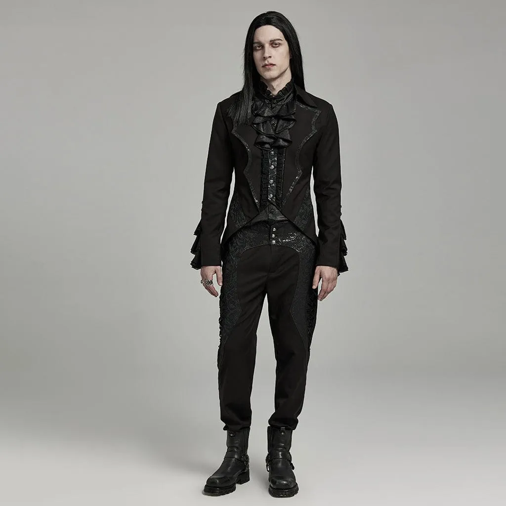 Men's Gothic Bat Collar Ruffled Swallow-tailed Coat