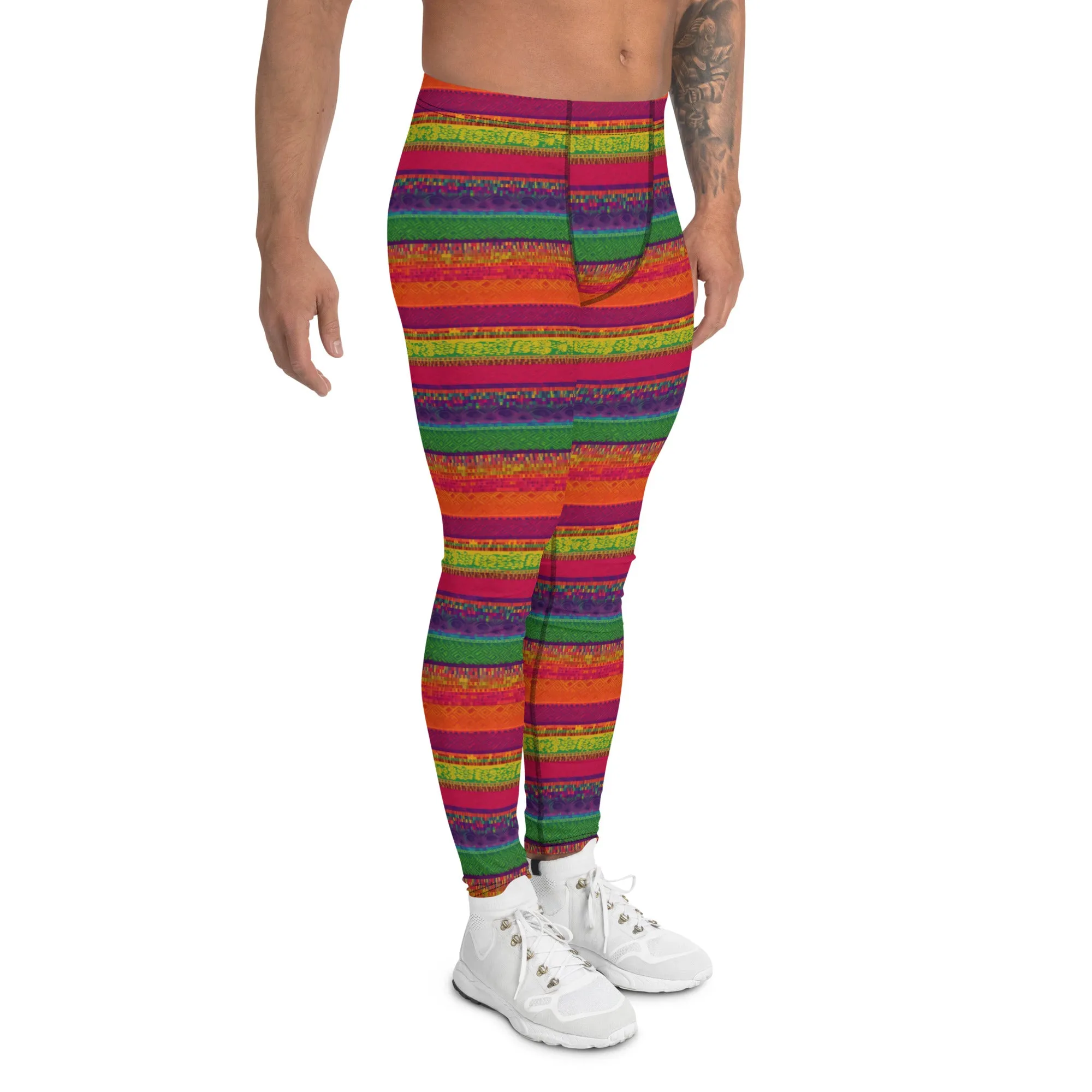 Men's Leggings, Ecstatic Dance, Festival, Rave, Gym, Workout, Trippy Leggings, Wrestling Tights, Yoga