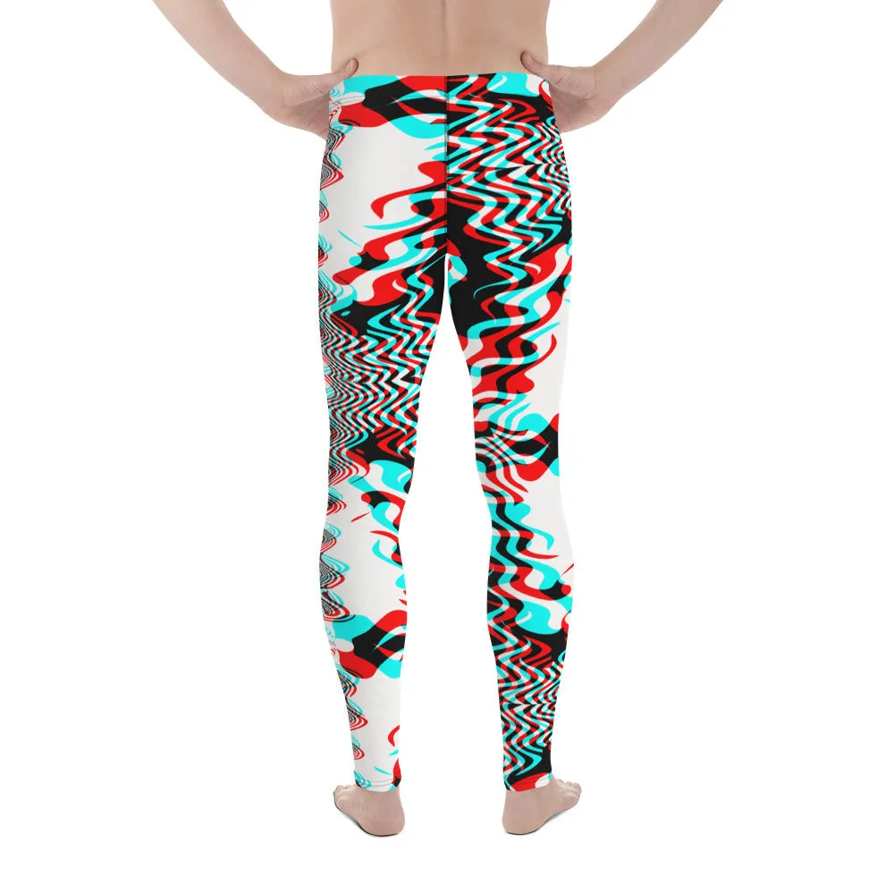 Men's Party Pants, Festival Tights, Psychedelic, Men's Leggings, Gym Leggings, Wrestling Tights, Printed Leggings, Yoga Leggings, Man Pants, Men's Leggings Waves Red Blue Black White